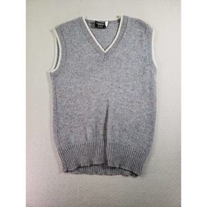 VTG The Ragg Sweater Mens Large Gray Knit Sleeveless V-Neck Pullover Wool Blend